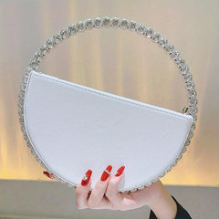 Rhinestone Round Ring Evening Bag Clutch Purse for Party Prom Wedding