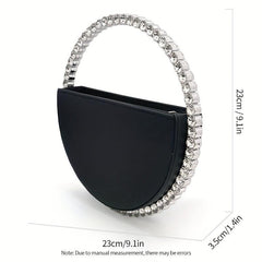 Rhinestone Round Ring Evening Bag Clutch Purse for Party Prom Wedding