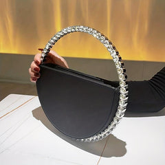 Rhinestone Round Ring Evening Bag Clutch Purse for Party Prom Wedding