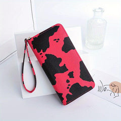 Cow Pattern Long Wallet Zipper Coin Purse Large Capacity Credit Card Case