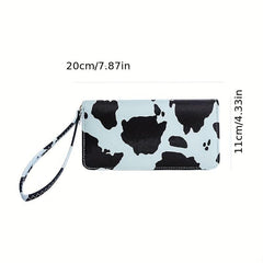 Cow Pattern Long Wallet Zipper Coin Purse Large Capacity Credit Card Case