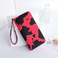 Cow Pattern Long Wallet Zipper Coin Purse Large Capacity Credit Card Case