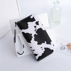 Cow Pattern Long Wallet Zipper Coin Purse Large Capacity Credit Card Case