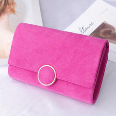 Plush Metal Chain Clutch Elegant Textured Flap Purse Evening Bag