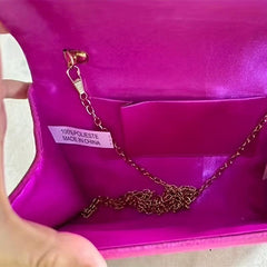 Plush Metal Chain Clutch Elegant Textured Flap Purse Evening Bag