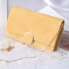Plush Metal Chain Clutch Elegant Textured Flap Purse Evening Bag