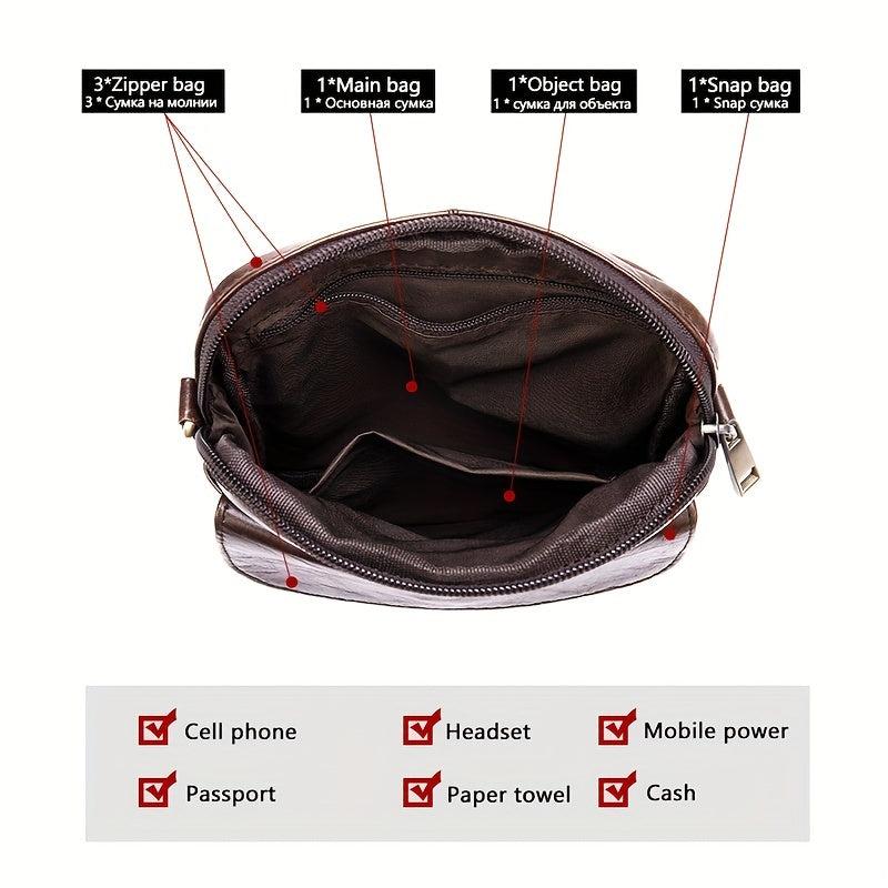 Men's Casual Cowhide Messenger Bag Leather Shoulder Bag