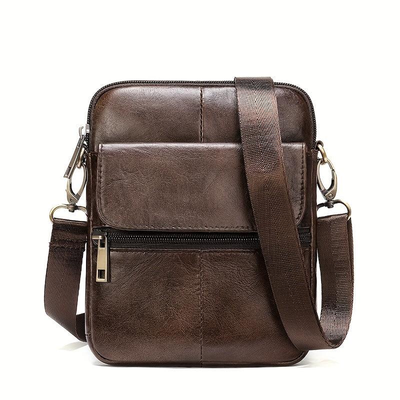 Men's Casual Cowhide Messenger Bag Leather Shoulder Bag