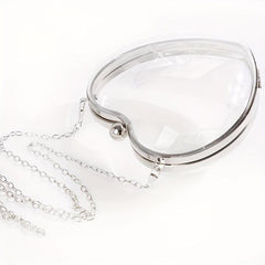 Clear Acrylic Heart Shaped Evening Bag Chain Wedding Purse Clutch Bag