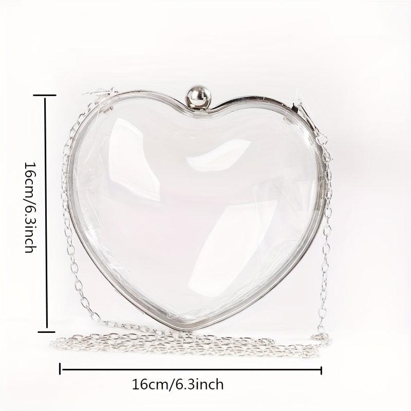 Clear Acrylic Heart Shaped Evening Bag Chain Wedding Purse Clutch Bag