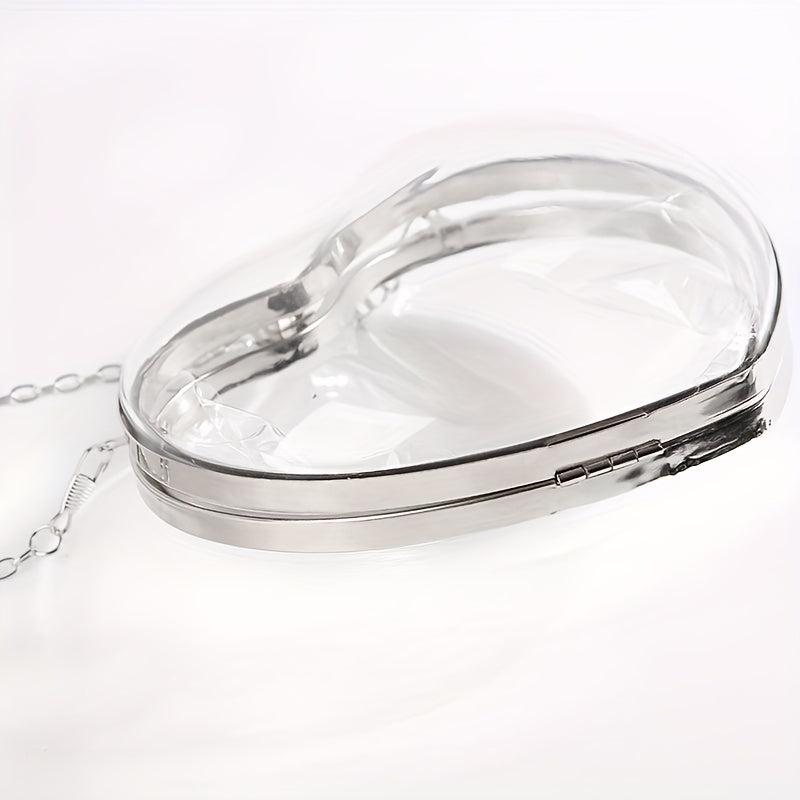 Clear Acrylic Heart Shaped Evening Bag Chain Wedding Purse Clutch Bag