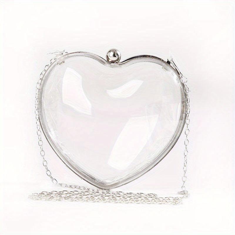 Clear Acrylic Heart Shaped Evening Bag Chain Wedding Purse Clutch Bag
