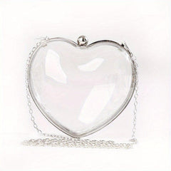 Clear Acrylic Heart Shaped Evening Bag Chain Wedding Purse Clutch Bag