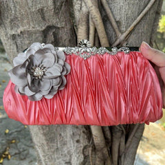 Ruched Evening Clutch Formal Dinner Handbag For Wedding Party