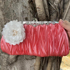 Ruched Evening Clutch Formal Dinner Handbag For Wedding Party