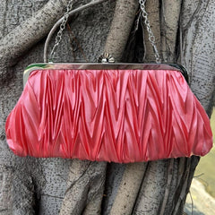 Ruched Evening Clutch Formal Dinner Handbag For Wedding Party