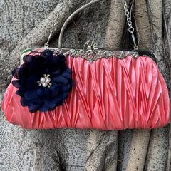 Ruched Evening Clutch Formal Dinner Handbag For Wedding Party