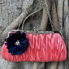 Ruched Evening Clutch Formal Dinner Handbag For Wedding Party