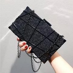 Glitter Decor Box Bag Sequined Evening Clutch for Wedding Prom