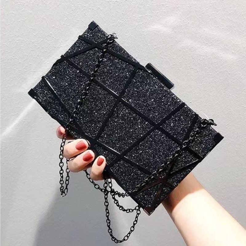 Glitter Decor Box Bag Sequined Evening Clutch for Wedding Prom