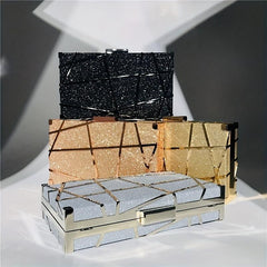 Glitter Decor Box Bag Sequined Evening Clutch for Wedding Prom