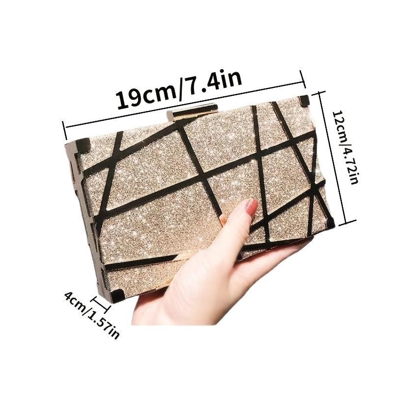 Glitter Decor Box Bag Sequined Evening Clutch for Wedding Prom