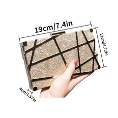Glitter Decor Box Bag Sequined Evening Clutch for Wedding Prom