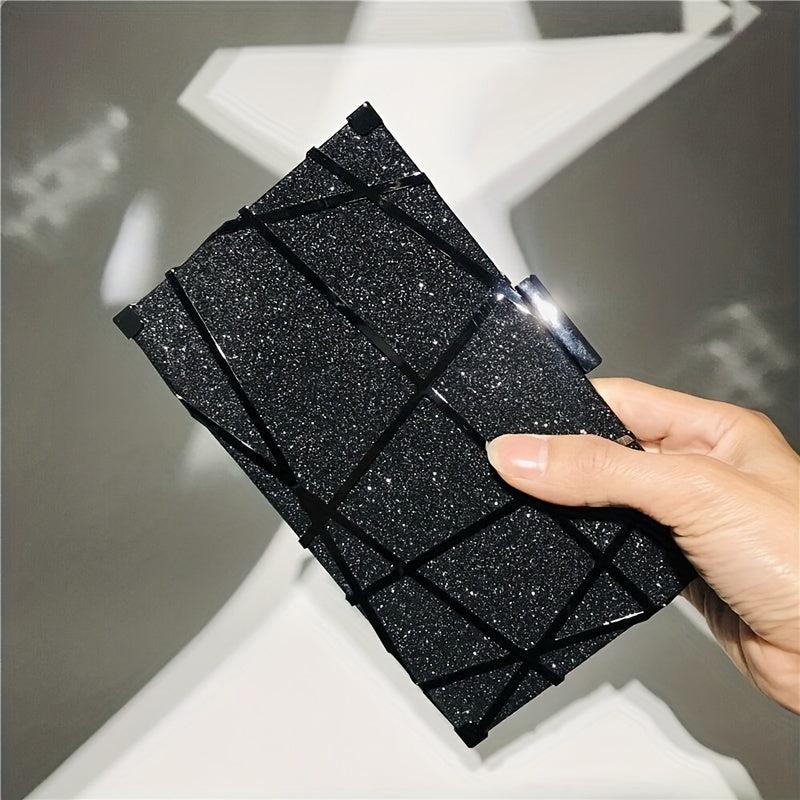Glitter Decor Box Bag Sequined Evening Clutch for Wedding Prom