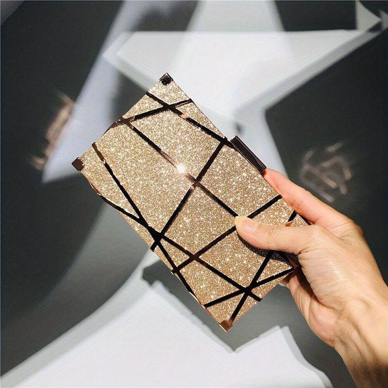 Glitter Decor Box Bag Sequined Evening Clutch for Wedding Prom