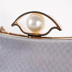 Glitter Evening Purse Faux Pearl Clutch Handbag Wedding Party Prom