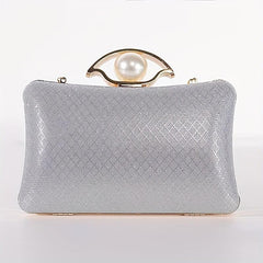Glitter Evening Purse Faux Pearl Clutch Handbag Wedding Party Prom