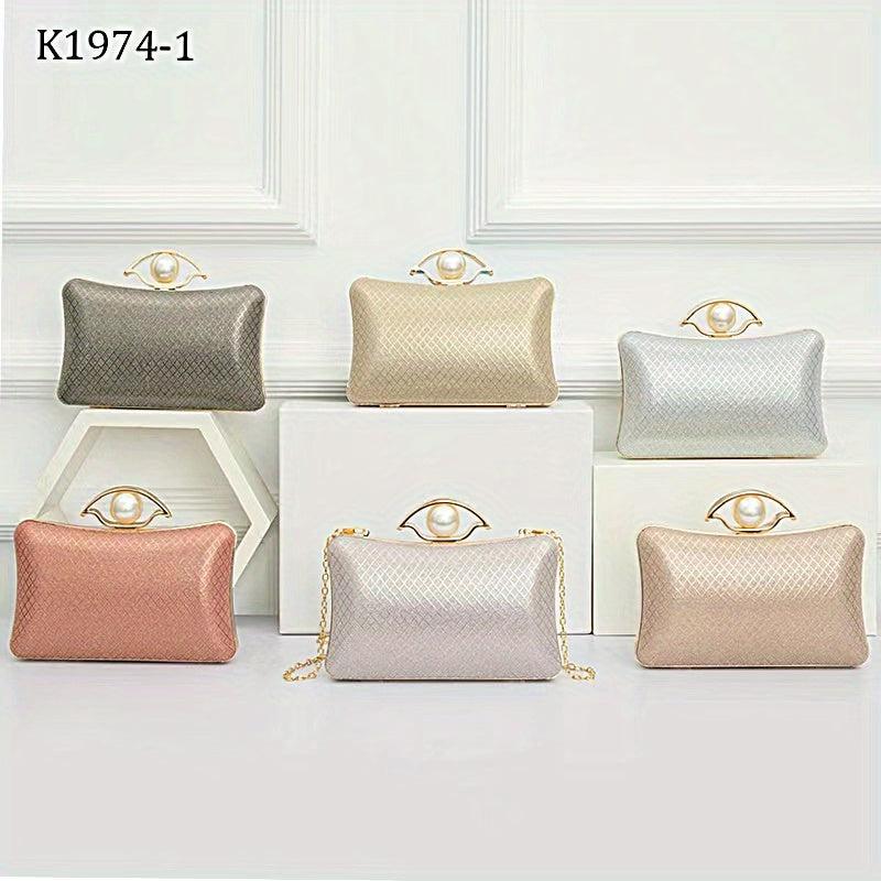Glitter Evening Purse Faux Pearl Clutch Handbag Wedding Party Prom