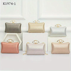Glitter Evening Purse Faux Pearl Clutch Handbag Wedding Party Prom