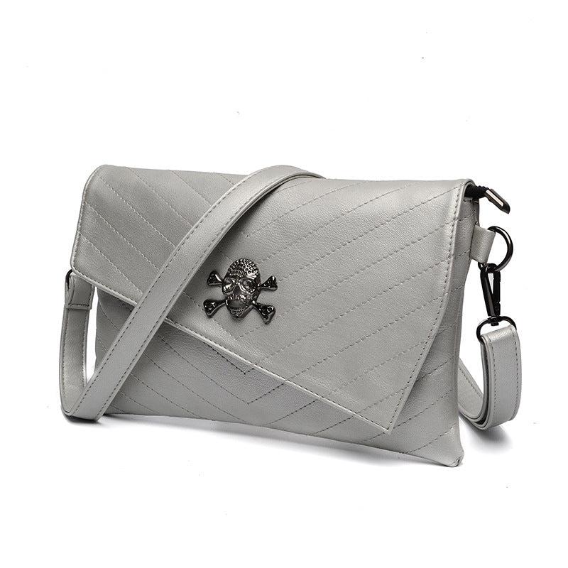 Gothic Skull Decor Shoulder Bag Y2K Punk Flap Handbag