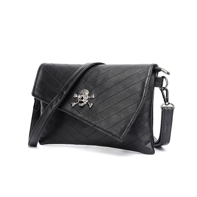 Gothic Skull Decor Shoulder Bag Y2K Punk Flap Handbag