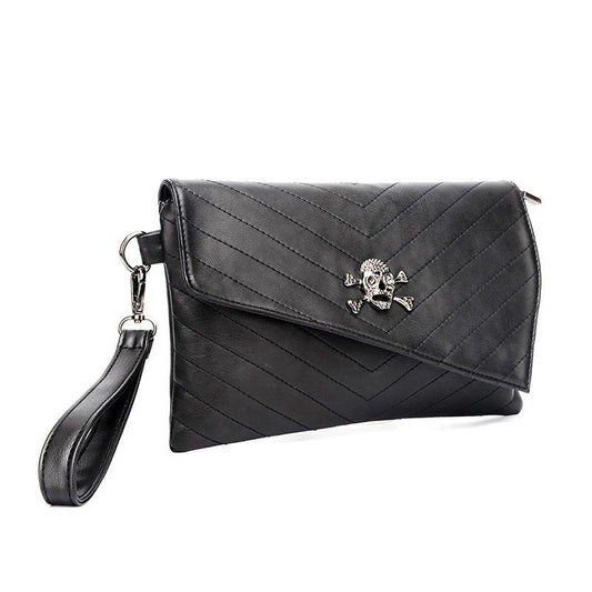 Gothic Skull Decor Shoulder Bag Y2K Punk Flap Handbag