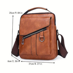 Men's PU Leather Crossbody Chest Bag for Travel Sport Camping