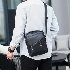 Men's PU Leather Crossbody Chest Bag for Travel Sport Camping