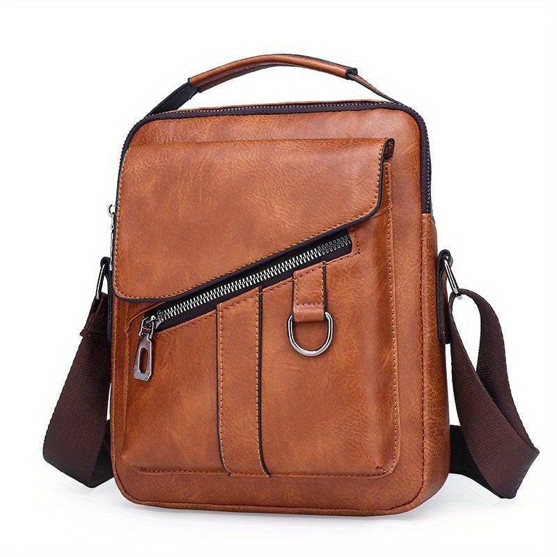 Men's PU Leather Crossbody Chest Bag for Travel Sport Camping