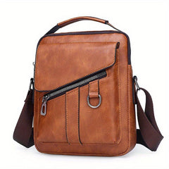 Men's PU Leather Crossbody Chest Bag for Travel Sport Camping
