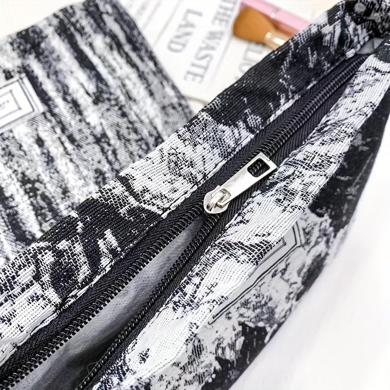 Vintage Zipper Cosmetic Clutch Bag Canvas Makeup Bag