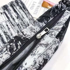 Vintage Zipper Cosmetic Clutch Bag Canvas Makeup Bag