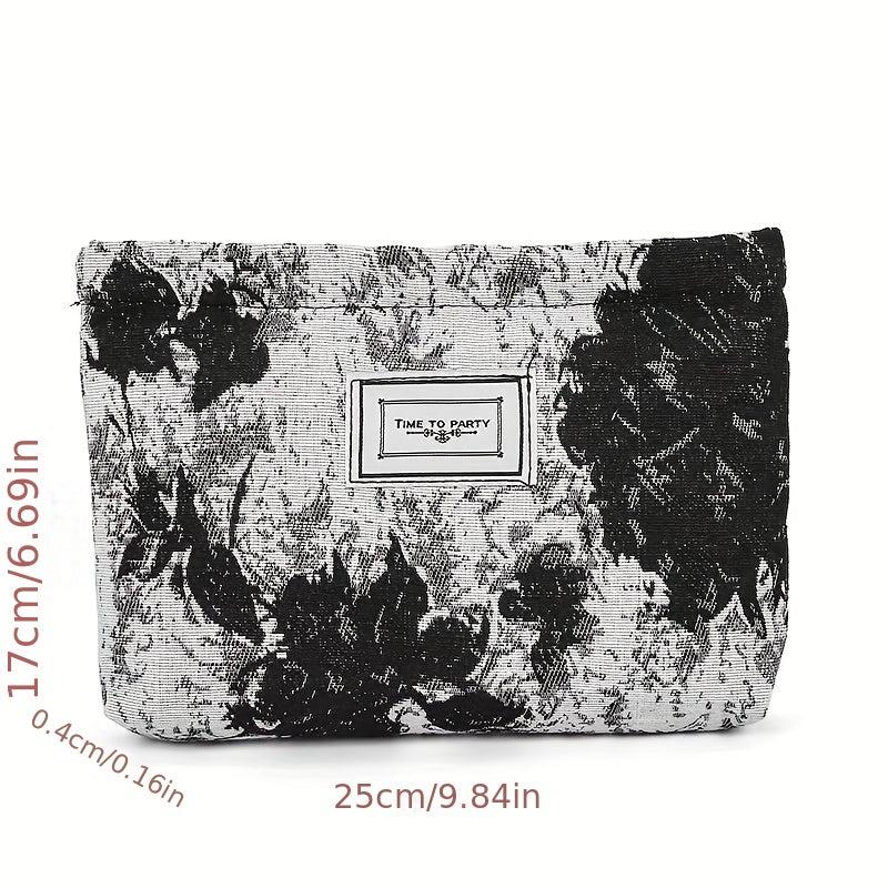 Vintage Zipper Cosmetic Clutch Bag Canvas Makeup Bag