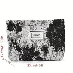 Vintage Zipper Cosmetic Clutch Bag Canvas Makeup Bag