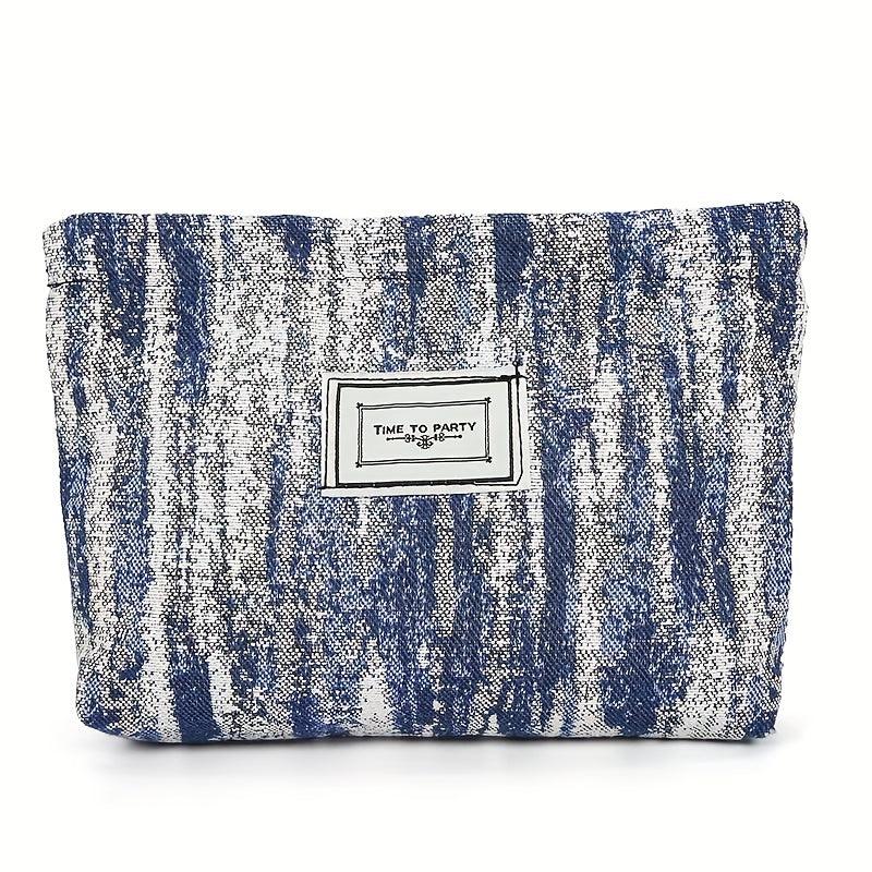 Vintage Zipper Cosmetic Clutch Bag Canvas Makeup Bag