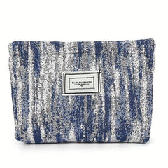 Vintage Zipper Cosmetic Clutch Bag Canvas Makeup Bag