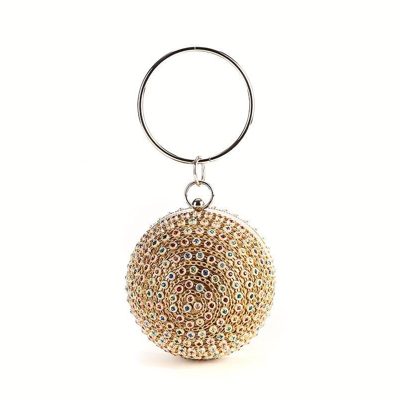 Colorful Rhinestone Clutch Purse Mini Round Formal Clutch
