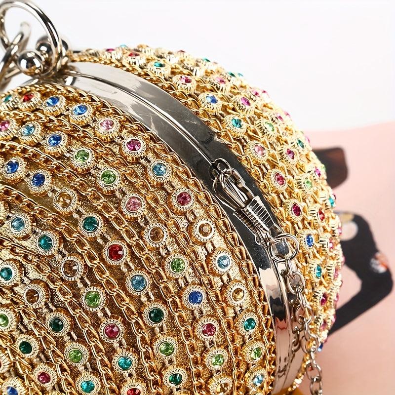 Colorful Rhinestone Clutch Purse Mini Round Formal Clutch