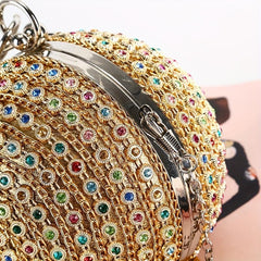 Colorful Rhinestone Clutch Purse Mini Round Formal Clutch