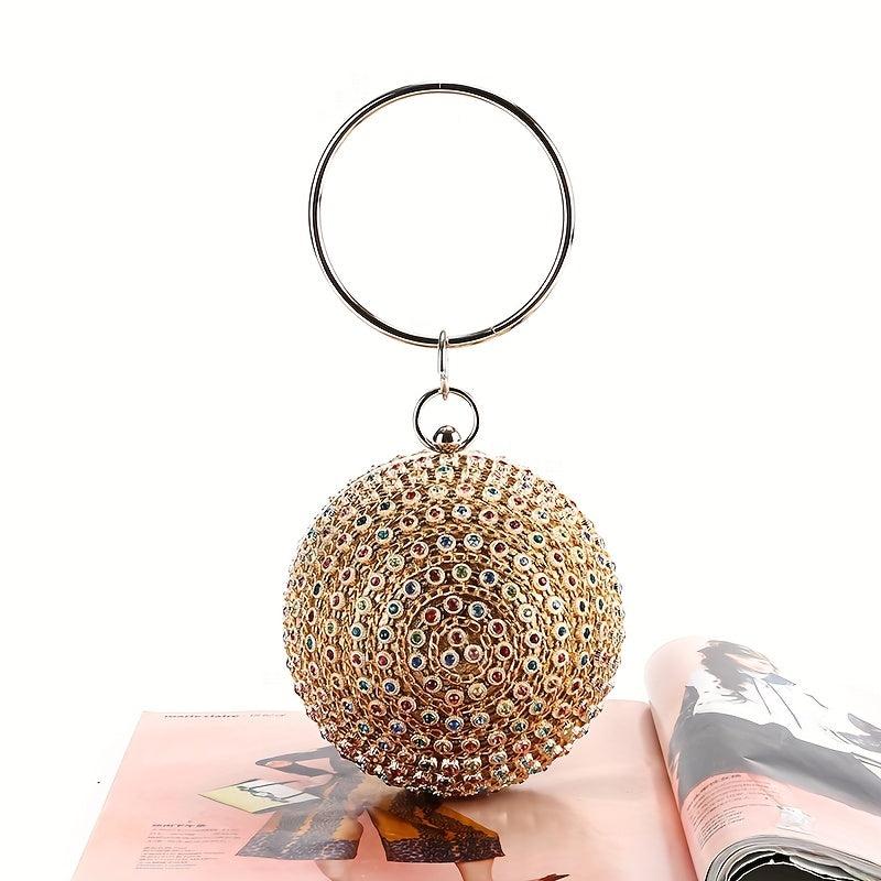 Colorful Rhinestone Clutch Purse Mini Round Formal Clutch